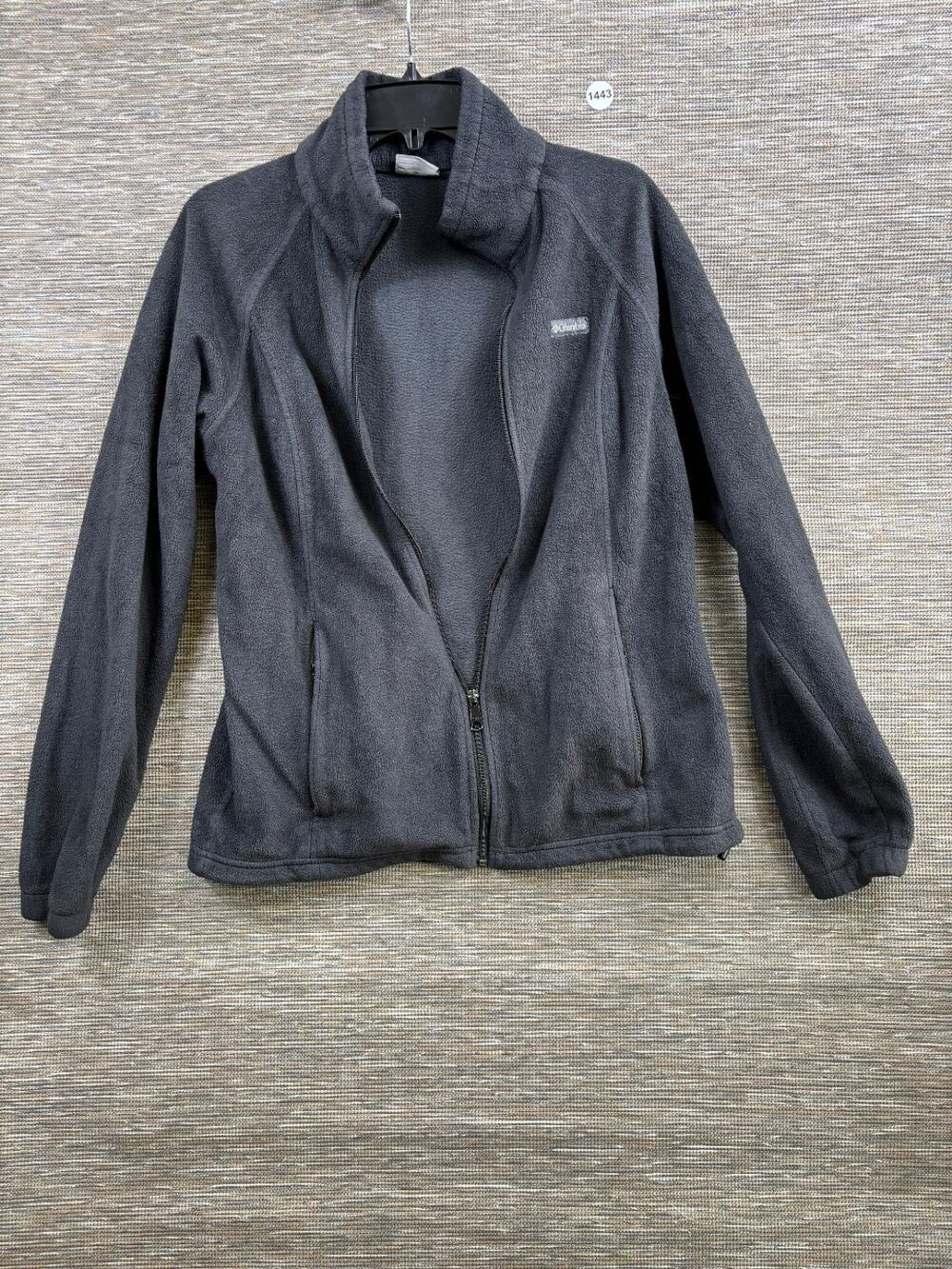Columbia Fleece Jacket Womens Size L Gray Full Zip Kangaroo Pockets